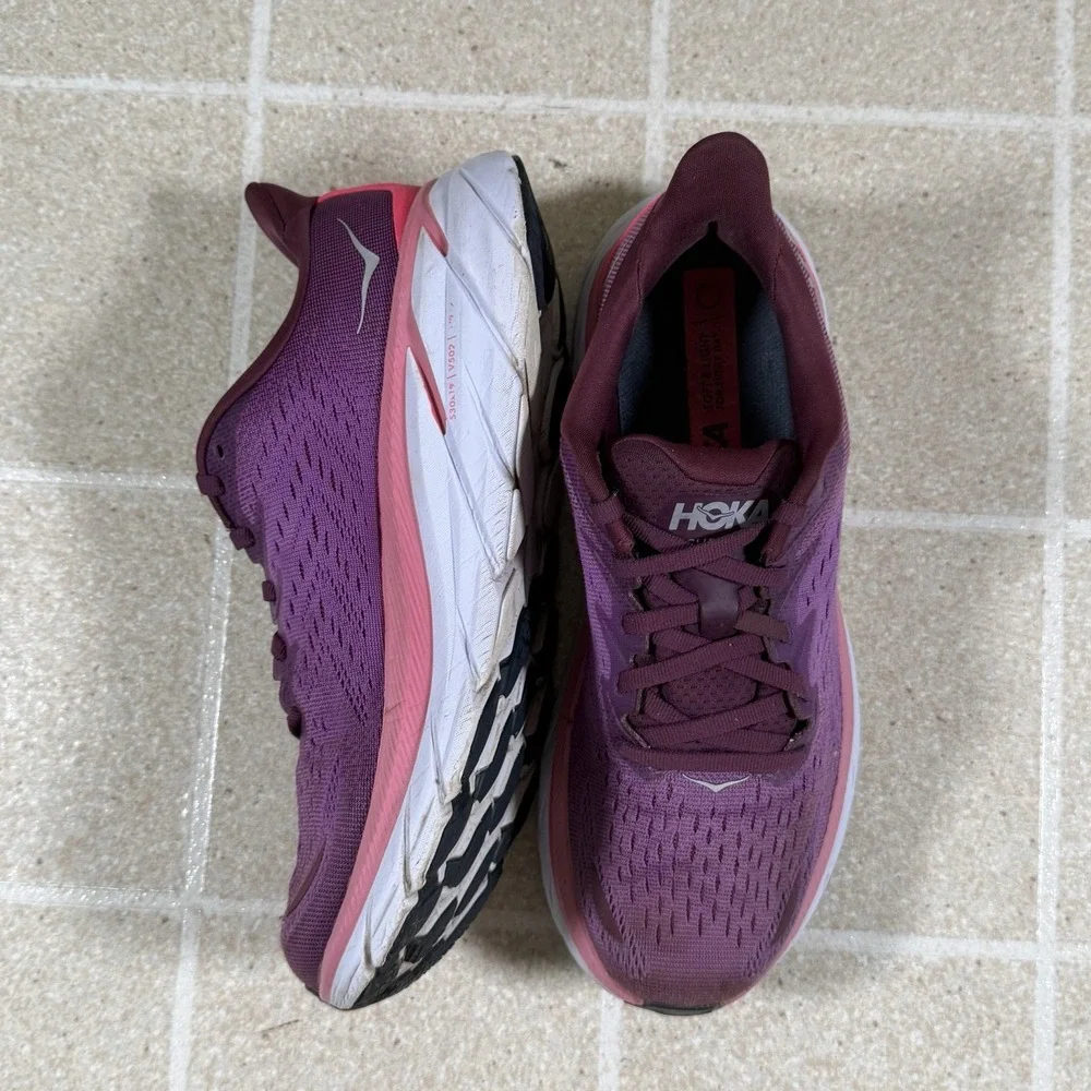 Hoka Clifton 8 Running Sneakers Womens US 8.5B Low Top 1119394 Purple Grape Wine